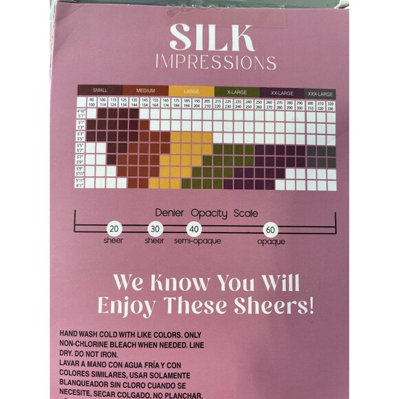 Silk Impressions Pantyhose Size Large Light Support Sheer High Waisted 2Pair NEW - Picture 5 of 7